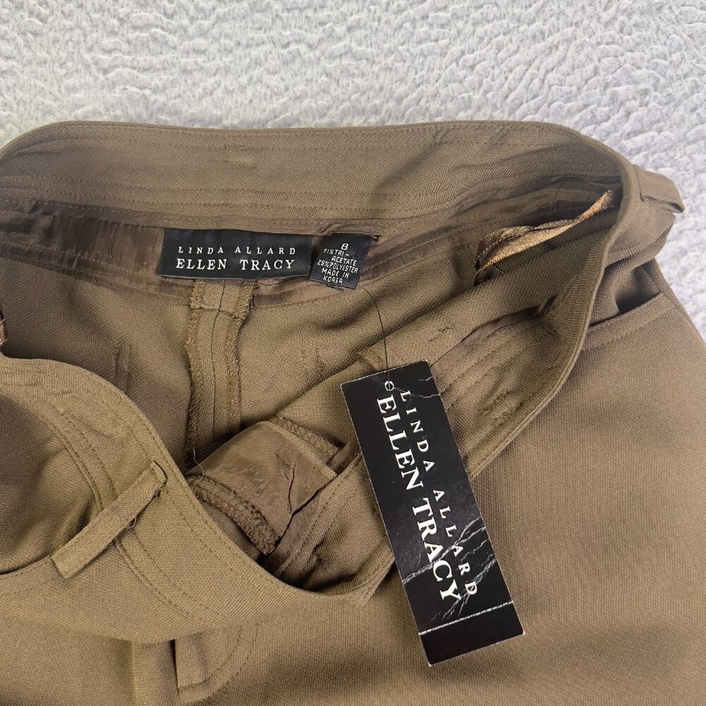 NWT Linda Allard Ellen Tracy Pants Women 8 Green Straight Business Casual Travel - Picture 7 of 9